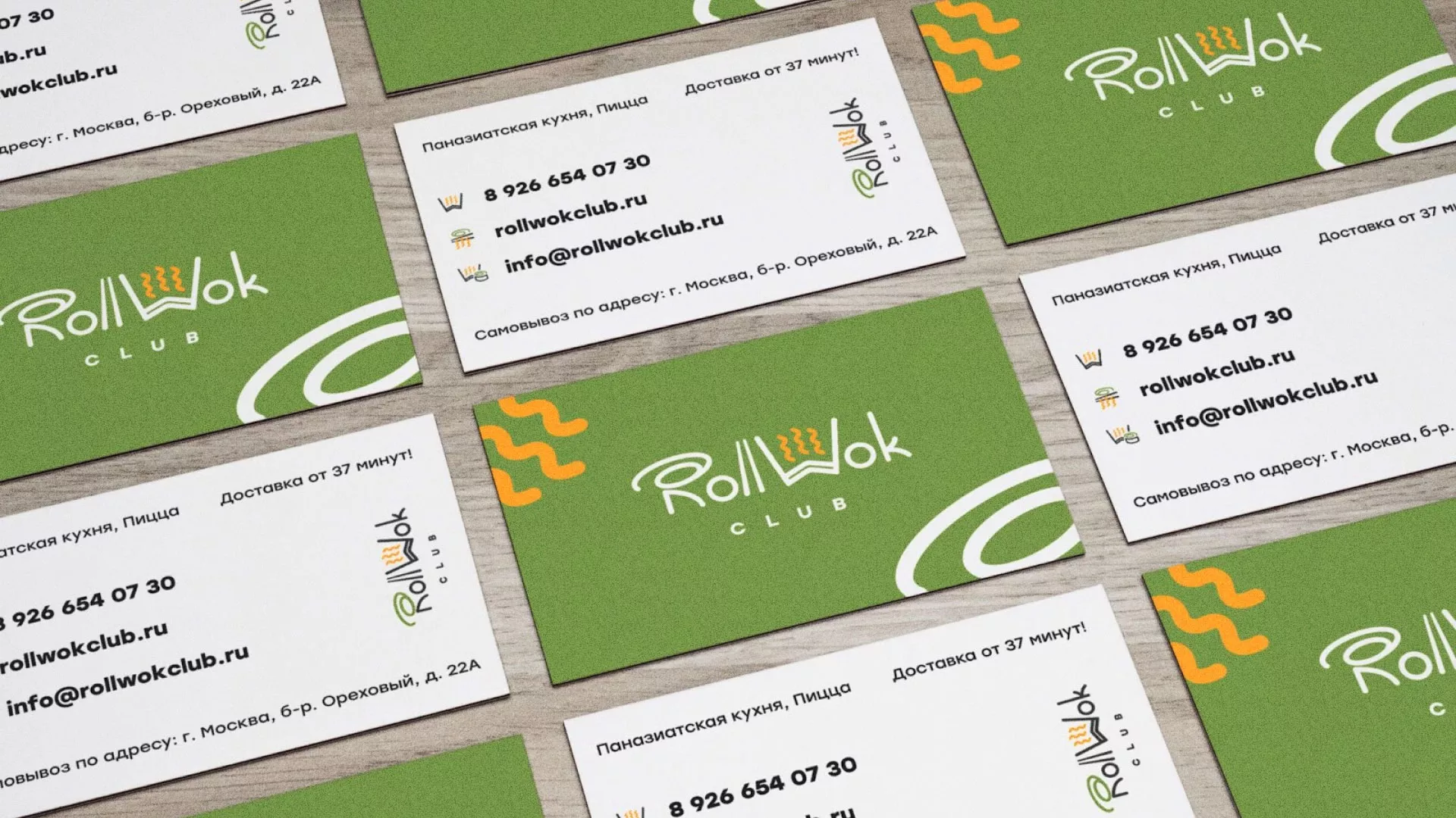 Разработка дизайна визиток суши-бара «Roll Wok Club» в Сорочинске